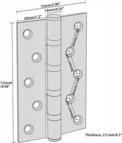 img 3 attached to Шариковый подшипник дверной петли Alise, 2 шт., тихий и гладкий, деревянный, 5X3 дюйма, квадратный угол толщиной 3 мм, матовый никель из нержавеющей стали