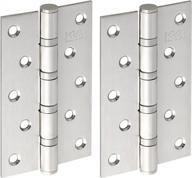 2 pcs alise door hinge ball bearing - quiet & smooth wooden 5x3 inch 3mm-thicker square corner, stainless steel brushed nickel logo
