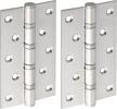 2 pcs alise door hinge ball bearing - quiet & smooth wooden 5x3 inch 3mm-thicker square corner, stainless steel brushed nickel logo