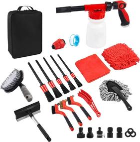 img 4 attached to 🚗 Complete Car Cleaning Kit: Foam Gun, Brush Set, Wheel Brush, Microfiber Mitts, Hose Sprayer & Quick Connector
