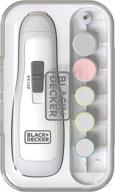 black+decker электрический триммер для ногтей: безопасный и быстрый для всей семьи, обрезка и полировка ногтей, тихая работа + светодиодный свет. логотип