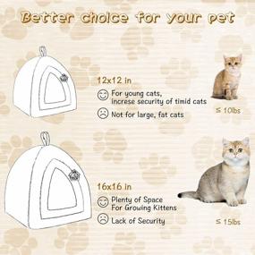 img 1 attached to Hollypet Self-Warming Cat Tent For Kittens And Small Dogs - 2 In 1 Triangle Feline House Hut With Washable Cushion - Indoor/Outdoor Pet Bed - Gray Antler - 16 X 16 X 17 Inches