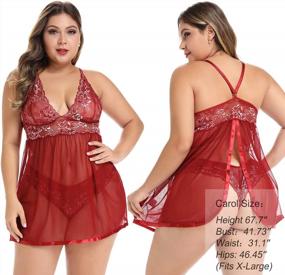 img 2 attached to 👙 JuicyRose Plus Size Open Back Lingerie Babydoll Lace Sleepwear L-5XL