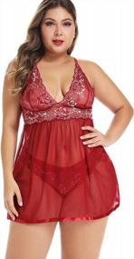 img 1 attached to 👙 JuicyRose Plus Size Open Back Lingerie Babydoll Lace Sleepwear L-5XL