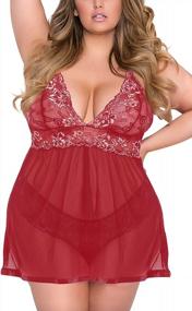 img 4 attached to 👙 JuicyRose Plus Size Open Back Lingerie Babydoll Lace Sleepwear L-5XL