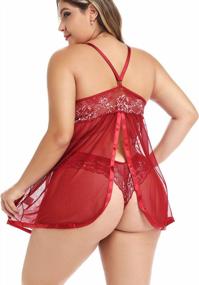img 3 attached to 👙 JuicyRose Plus Size Open Back Lingerie Babydoll Lace Sleepwear L-5XL