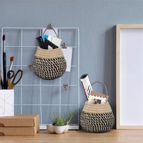 img 1 attached to 🧺 2-Pack Jute Woven Wall Hanging Organizer Storage Baskets - Ideal for Organizing, Small Storage, Flower Plants, Baby Nursery & Kids - Rope Woven Baskets for a Perfect Gift