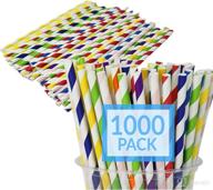 🌈 1000-pack assorted color paper straws by reli – bulk pack, ideal for drinking, crafts, parties, restaurants – disposable, biodegradable and eco-friendly rainbow multicolor straws logo