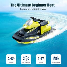 img 3 attached to 🚤 SYMA Q10 RC Motor Boat for Kids and Adults - Remote Control Boat for Pools and Lakes with High Speed of 10km/h, 2.4GHz Frequency, Enhanced Power, Low Battery Alert, and Protective Anti-Collision Shell