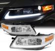 enhance your drive with akkon's led tube projector front chrome clear headlights for 2004-2008 acura tsx cl9 - high-quality replacement headlamps pair logo