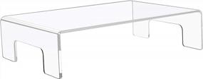 img 4 attached to Jusalpha Clear Acrylic Display Riser With Tray Handles For Laptop, Food Display, 3" X 12" X 8