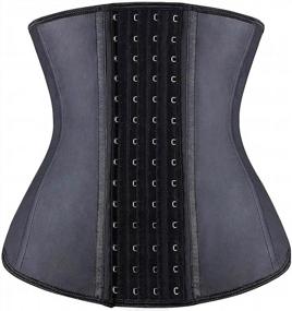 img 4 attached to Women'S Latex Underbust Waist Trainer Corset Cincher Hourglass Body Shaper With 4 Hooks By YIANNA