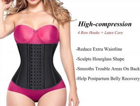 img 3 attached to Women'S Latex Underbust Waist Trainer Corset Cincher Hourglass Body Shaper With 4 Hooks By YIANNA