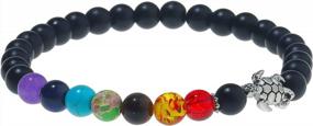 img 4 attached to 7 Chakras Bead Bracelet For Men & Women - 6Mm Lava Rock Yoga Healing, Aromatherapy Diffuser Meditation Strand