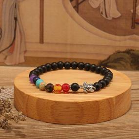 img 1 attached to 7 Chakras Bead Bracelet For Men & Women - 6Mm Lava Rock Yoga Healing, Aromatherapy Diffuser Meditation Strand