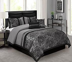 img 2 attached to BEDnLINENS 8 Piece Comforter Set King-Gray Jacquard Fabric Patchwork-Tang Bed In A Bag King Size- Soft Texture,Smooth,Good Drapability-1 Comforter,2 Shams,2 Euro Shams,2 Decorative Pillows,1 Bedskirt