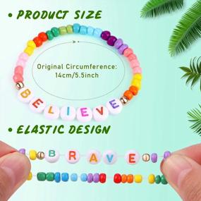 img 3 attached to 12 Pcs Kids Bracelets For Girls - Letter Beads, Friendship Princess Stretchy Pretend Play Jewelry Accessories