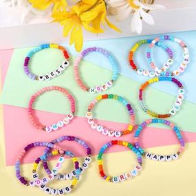 img 2 attached to 12 Pcs Kids Bracelets For Girls - Letter Beads, Friendship Princess Stretchy Pretend Play Jewelry Accessories