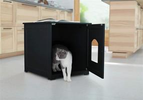 img 1 attached to 🐱 zoovilla Kitty Litter Loo: Stylish Hidden Litter Box Cabinet with Arched Doorways