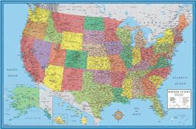 img 4 attached to 32X50 United States Classic Premier Blue Oceans 3D Wall Map Poster (32X50 Laminated)