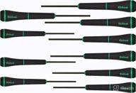 10pc set of eklind 92200 psd torx star precision screwdrivers, ranging from t3 to t20 logo