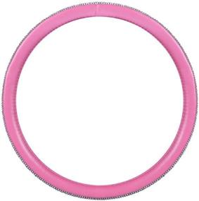 img 1 attached to 🚗 EING Pink Bling Crystal Diamonds Leather Steering Wheel Cover for Ladies, Women, Girls - Car Steering Wheel Case Accessories