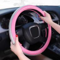 🚗 eing pink bling crystal diamonds leather steering wheel cover for ladies, women, girls - car steering wheel case accessories логотип