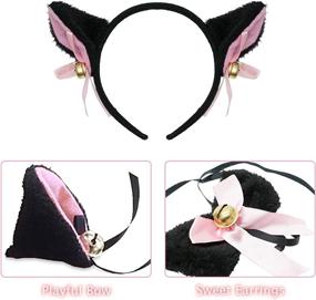 img 3 attached to 🐱 "Костюм для кошек Abida Cat Cosplay Kit - Набор кошачьих ушек и хвоста с ошейником, перчатками и вампирскими клыками - Идеально для Хэллоуина