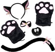 🐱 abida cat cosplay costume kit - cat ear and tail set with collar, gloves, and vampire teeth fangs - ideal for halloween logo