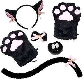 img 4 attached to 🐱 "Костюм для кошек Abida Cat Cosplay Kit - Набор кошачьих ушек и хвоста с ошейником, перчатками и вампирскими клыками - Идеально для Хэллоуина