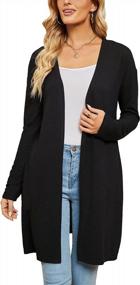 img 4 attached to Lightweight Knit Cardigan Sweater With Pockets - Women'S Long Sleeve Open Front Outwear For Casual Wear