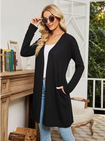 img 3 attached to Lightweight Knit Cardigan Sweater With Pockets - Women'S Long Sleeve Open Front Outwear For Casual Wear