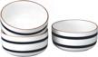 bonnoces set of 3 porcelain striped decorative line bowls, 28 oz capacity for soup, pasta, oatmeal, and salad - blue cereal bowls logo