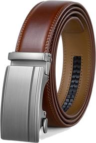 img 4 attached to 👖 35mm Adjustable Men's Leather Ratchet Belt - Automatic & Stylish Accessory