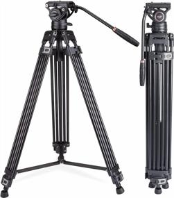 img 4 attached to Cayer BF30L Video Tripod: 73" Heavy Duty With 360 Degree Fluid Head & Quick Release Plate For DSLR, Camcorder, Cameras (13.2 Lbs Playload)”