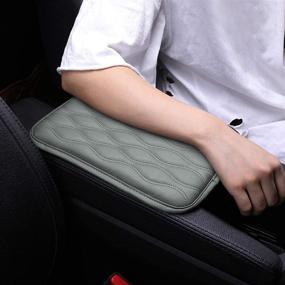 img 4 attached to 🚗 Gray Waterproof Leather Auto Armrest Cover - SUHU Center Console Pad for SUV/Truck/Car