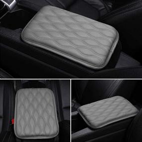 img 2 attached to 🚗 Gray Waterproof Leather Auto Armrest Cover - SUHU Center Console Pad for SUV/Truck/Car