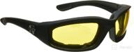 🕶️ night riding padded motorcycle glasses 011 - black frame & yellow lenses logo