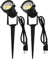 2-pack j.lumi gss6005 outdoor led spotlights - 5w, 120v ac, 3000k warm, metal ground stake & 3-ft cord with plug логотип