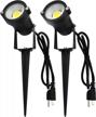2-pack j.lumi gss6005 outdoor led spotlights - 5w, 120v ac, 3000k warm, metal ground stake & 3-ft cord with plug logo