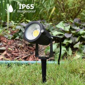 img 2 attached to 2-Pack J.LUMI GSS6005 Outdoor LED Spotlights - 5W, 120V AC, 3000K Warm, Metal Ground Stake & 3-Ft Cord With Plug