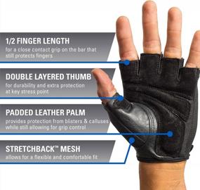 img 1 attached to StretchBack Mesh And Leather Palm Weightlifting Gloves With Harbinger Power For Non-Wristwrap Workout