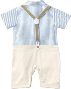 img 3 attached to Stylish Baby Boy White Shirt Tuxedo Onesie Jumpsuit With Bowtie And Overalls – Available In Sizes 0-18M