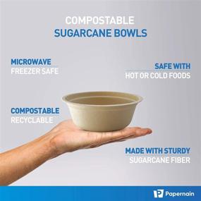 img 3 attached to 🌱 Environmentally-Friendly [12 oz, 100-Count, Sugarcane] Papernain Compostable Bowls: Natural Disposable Paper Bowls, Bagasse Bowls