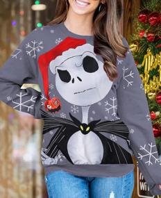 img 3 attached to Женская 2022 забавная рождественская рубашка с круглым вырезом и рисунком снеговика с длинным рукавом, повседневная