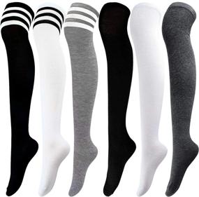 img 4 attached to Stay Cozy And Stylish With Aneco 6 Pairs Of Over Knee Thigh Socks For Women - Ideal For Daily Wear And Cosplay!