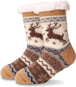 img 4 attached to 🎄 Fleece Christmas Stockings for Toddler Girls' Clothing, Slipper Style at Socks & Tights