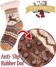 img 3 attached to 🎄 Fleece Christmas Stockings for Toddler Girls' Clothing, Slipper Style at Socks & Tights