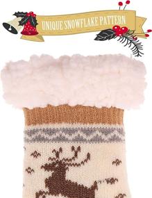 img 2 attached to 🎄 Fleece Christmas Stockings for Toddler Girls' Clothing, Slipper Style at Socks & Tights