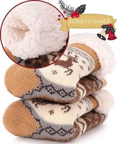 img 1 attached to 🎄 Fleece Christmas Stockings for Toddler Girls' Clothing, Slipper Style at Socks & Tights